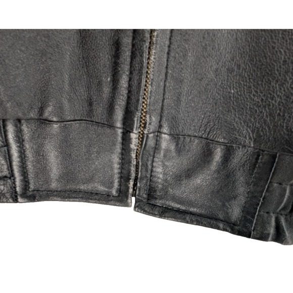 L.A. LEATHER Mens Bomber Jacket SIZE 3XL Black Motorcycle Geek Grunge Gothic - Picture 7 of 16